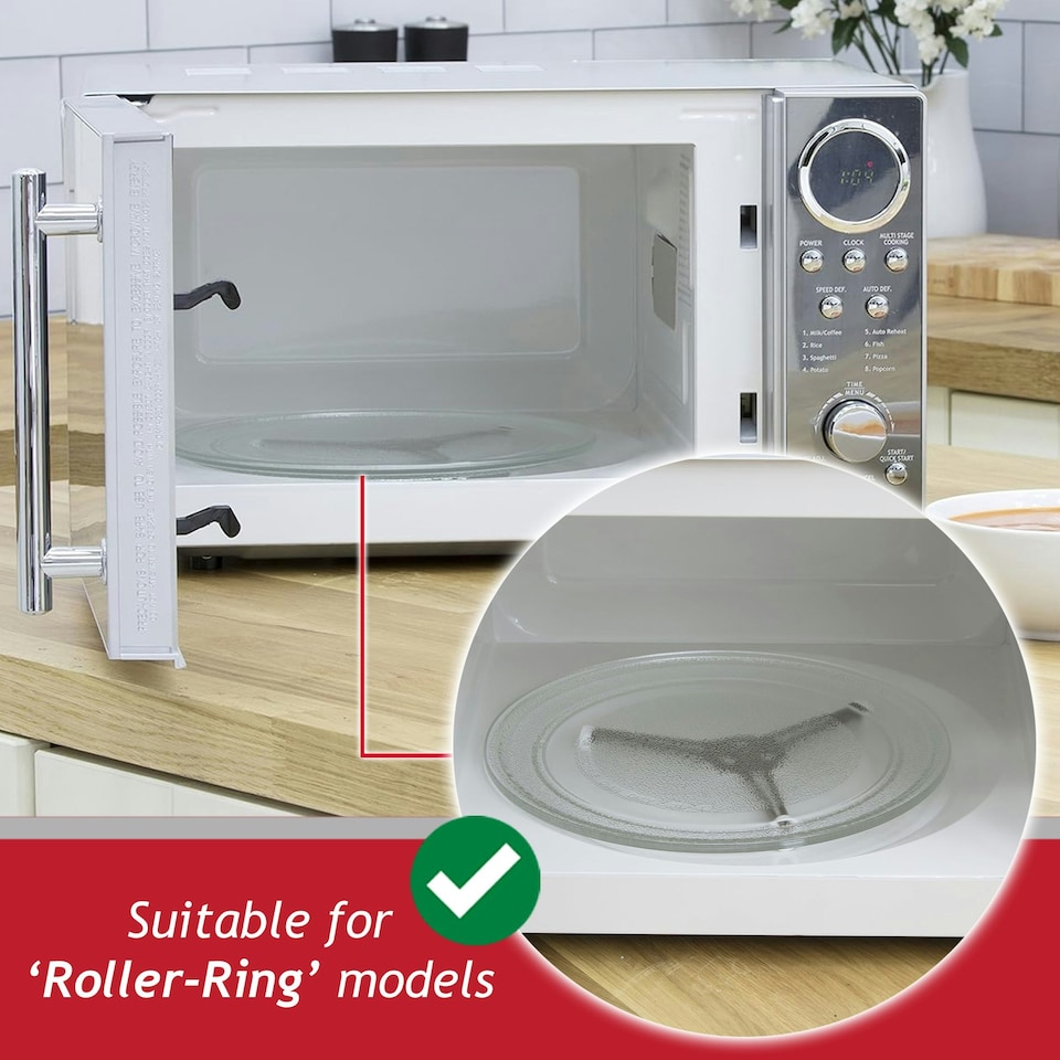 image 1 of SPARES2GO Universal Microwave Turntable Plate Smooth Flat Glass Dish Tray (10.65" / 27cm / 270mm)