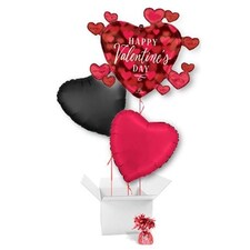 Happy Valentine's Day Romantic Glow Foil Helium Giant Balloon Bouquet - 3 Inflated Balloons In A Box Multi