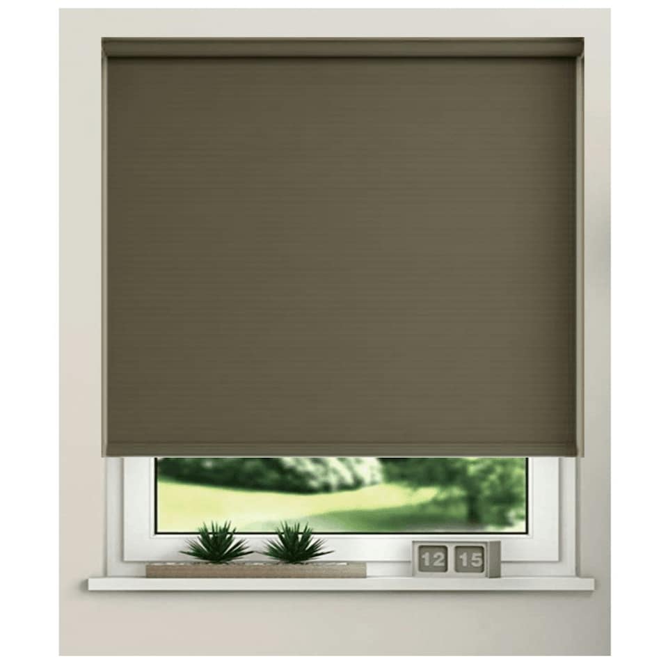 image 1 of 130cm Chocolate Trimmable Thermal Blackout Roller Blinds Grey | Grey