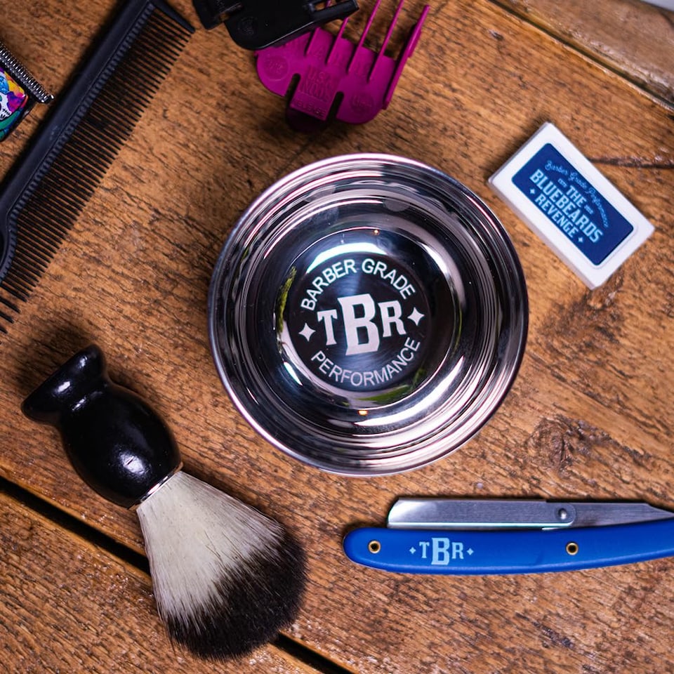 image 1 of The Bluebeards Revenge, Traditional Stainless Steel Lathering Shaving Bowl for Shaving Creams and Soaps