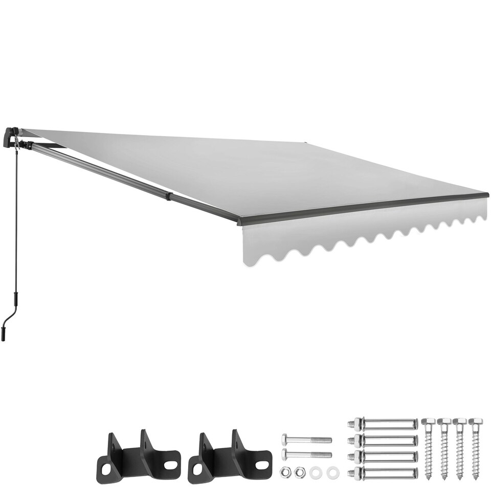 image 1 of Retractable Awning Ornella - wall bracket incl, easy adjustment, and UV blocking | Grey | light grey | 300 x 250 cm | 1