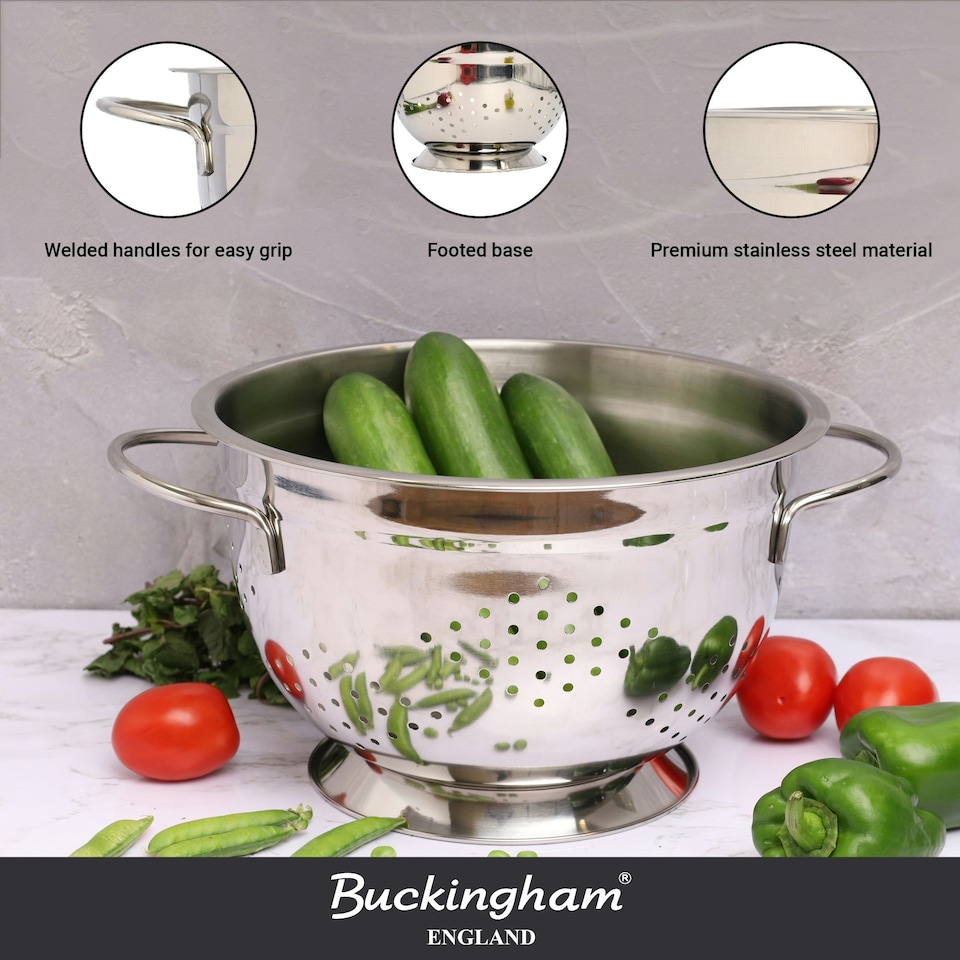 image 1 of Buckingham Premium Stainless Steel Deep Colander 7 Litre / 28 cm