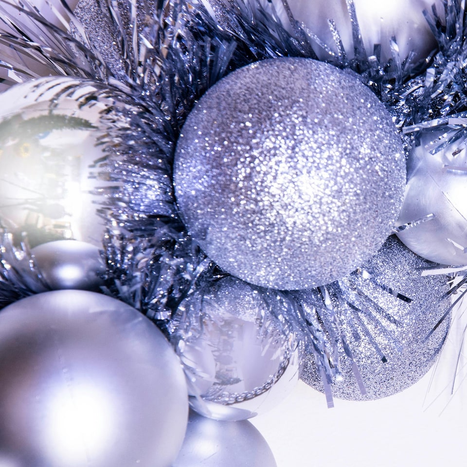 image 1 of Christmas Tree World 33cm Shatterproof Bauble Wreath - Silver