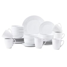 simpa Timeless 24PC Plain White Porcelain Dinner Set