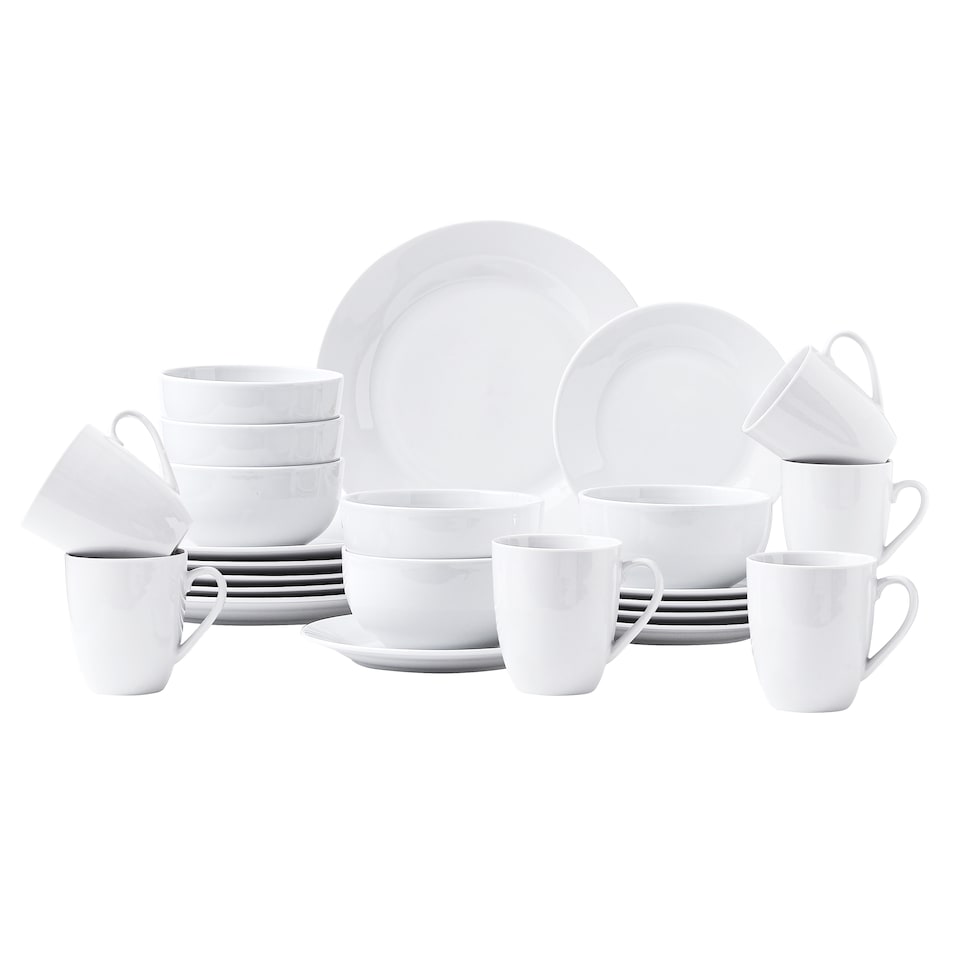 image 1 of simpa Timeless 24PC Plain White Porcelain Dinner Set