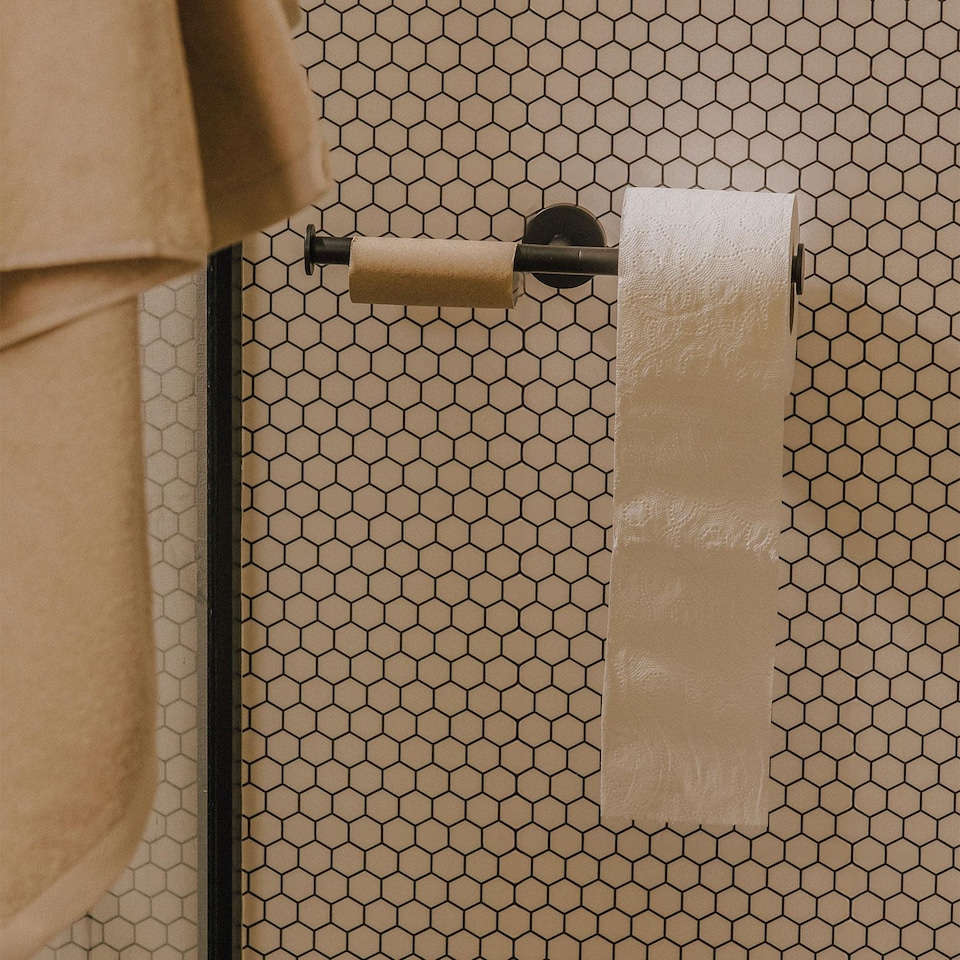 image 1 of COSMIC Double Toilet Roll Holder, Matt Black, Hidden fixings, Start Collection