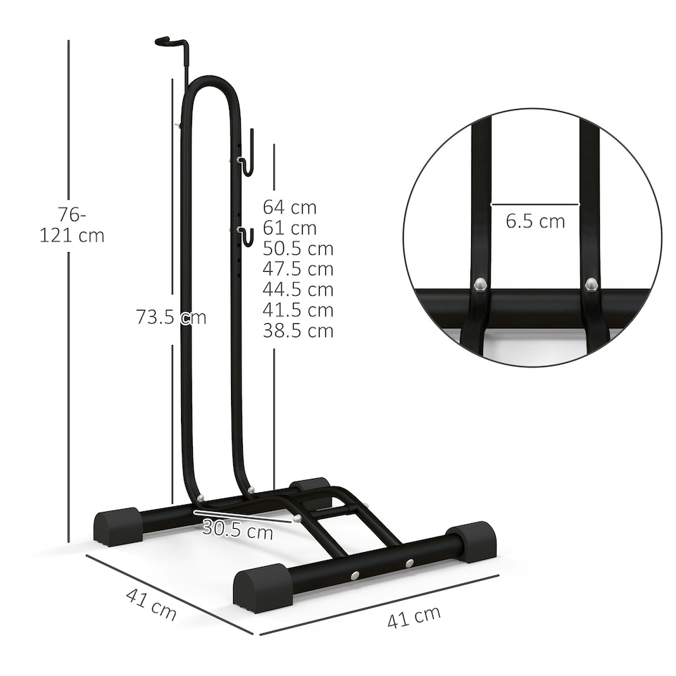 image 1 of SPORTNOW Vertical & Horizontal Bike Rack Fits 24"-29" and 700c Bikes, Black
