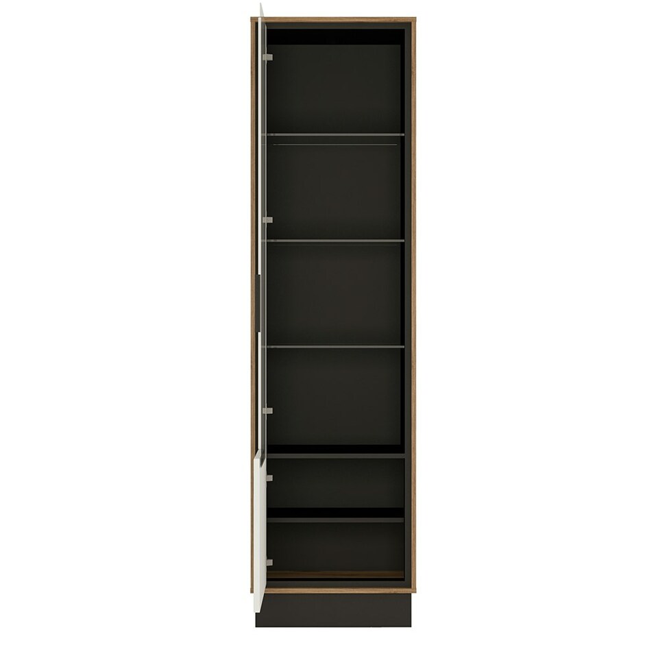 image 1 of Brolo Tall Glazed Display Cabinet (LH) With the Walnut and Dark Panel Finish