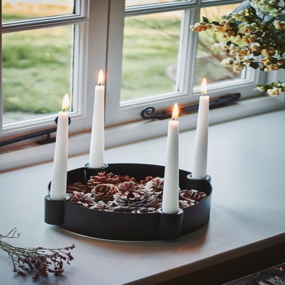 image 1 of Centrepiece Candle Holder - Mild Steel - L25 x W25 x H7 cm - Black Black