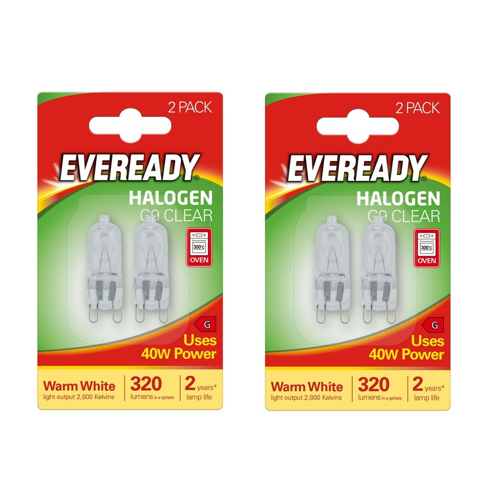 image 1 of Eveready Halogen G9 Capsule 320lm 40W 2800K (Warm White) Light Bulb - Pack of 4