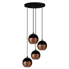 Midway Cluster Pendant Ceiling Light Black, Copper 30cm