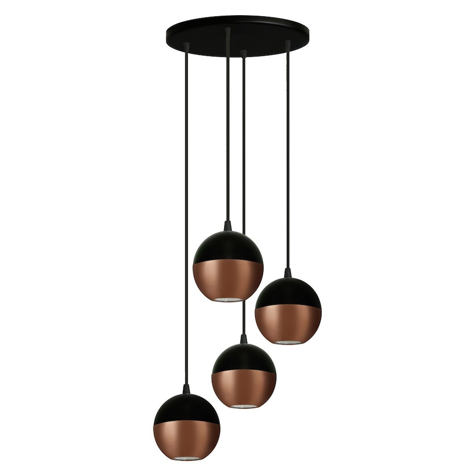 Midway Cluster Pendant Ceiling Light Black, Copper 30cm