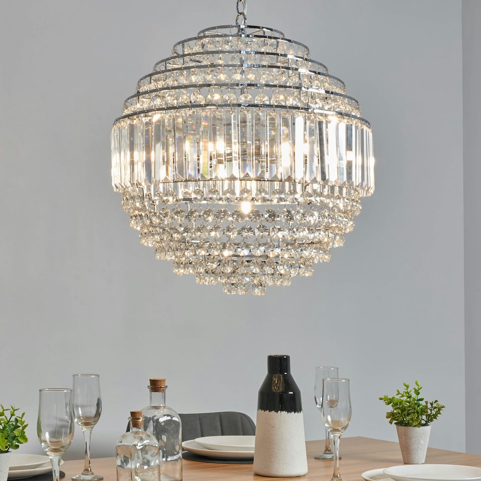 image 1 of BHS Paladina Large Ball Ceiling Pendant | Silver | Chrome | 1
