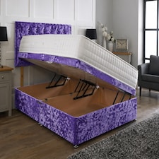 Side Lift Crushed Velvet Purple Ottoman Bed Set 2ft6 Small Single