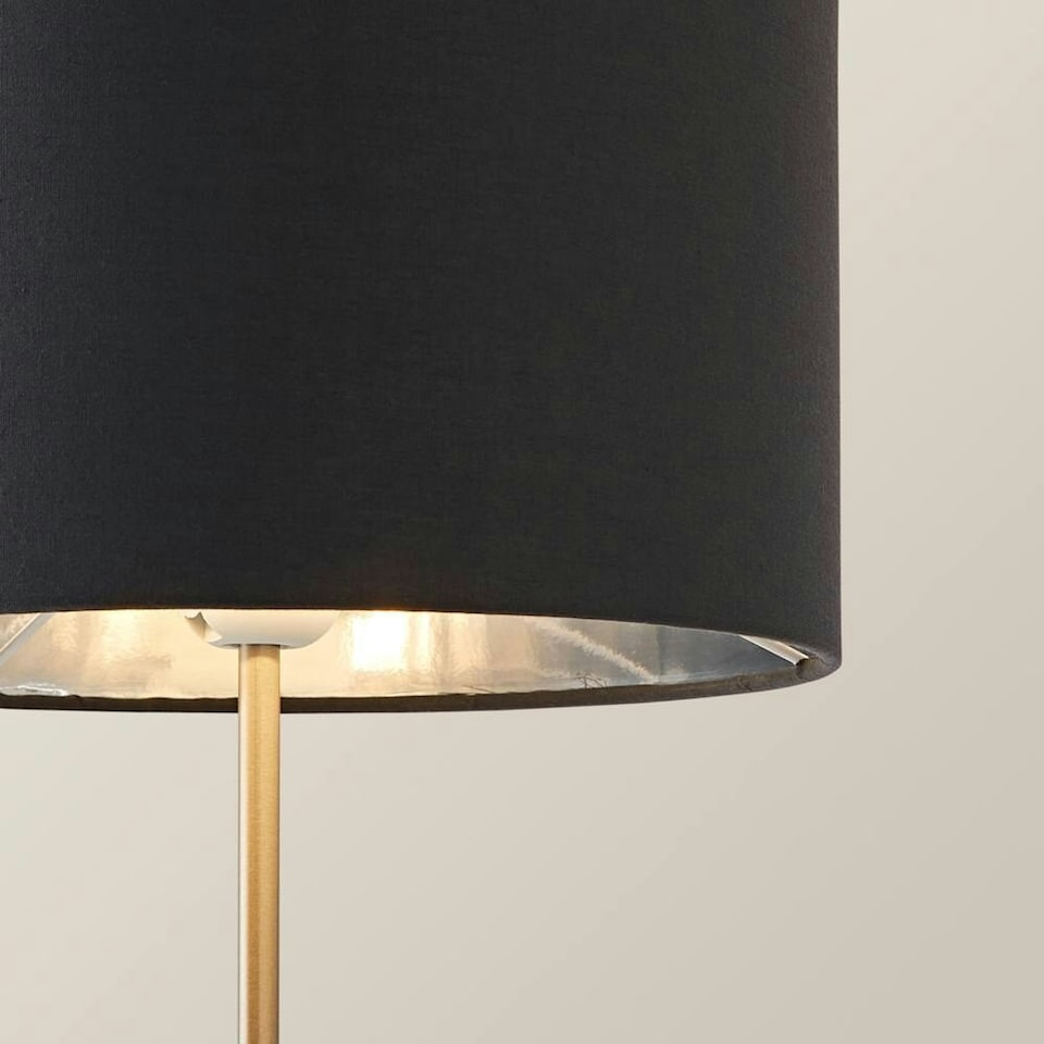 image 1 of ValueLights Charlie Chrome Table Lamp Charcoal Chrome Inner Shade | Grey