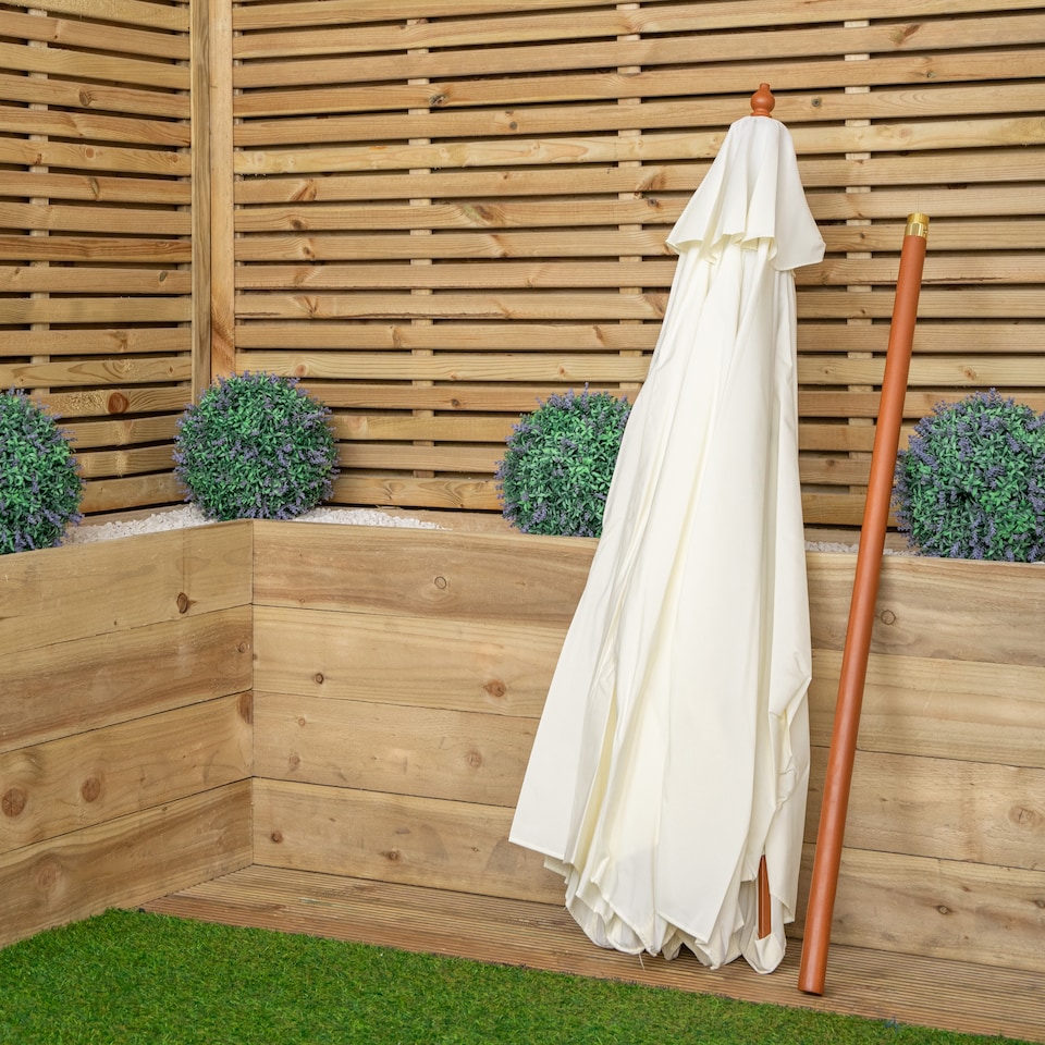 image 1 of Samuel Alexander 2.7m Outdoor Wooden Garden Parasol Sun Shade with Carry Bag in Cream