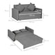 image 7 of HOMCOM 2 Seater Sofa Bed Convertible Bed Settee w/ 2 Cushions Storage Light Grey