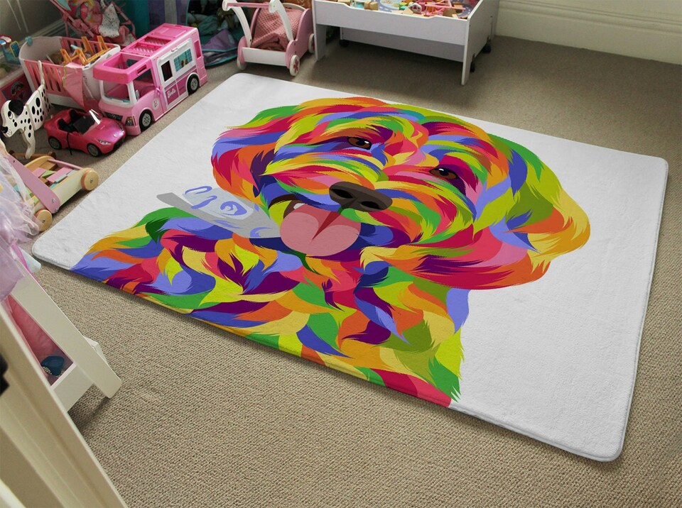 image 1 of Animal Dog Illustration Pop Art (Rug) | Multi | M