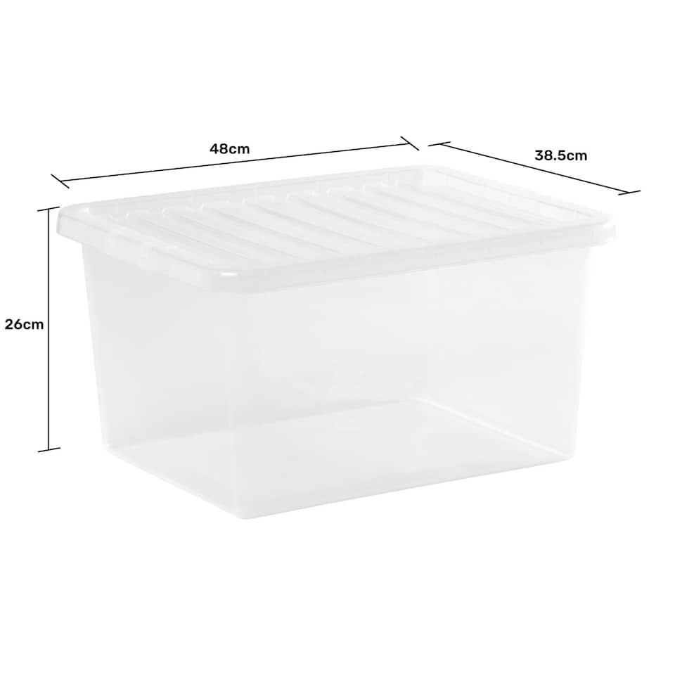 image 1 of Wham Crystal 5 x 37L Stackable Plastic Storage Boxes with Lids Clear Clear