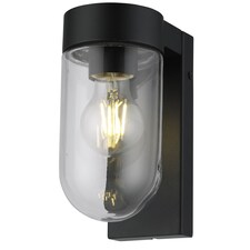 Parnie - Black IP44 Outdoor Wall Light | Black | Clear | 1