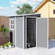 image 9 of Outsunny 4 x 5FT Plastic Garden Shed with Floor, Lean to Outdoor Storage Shed, Lockable Tool Storage House with Window, Vent and Plastic Roof, Grey