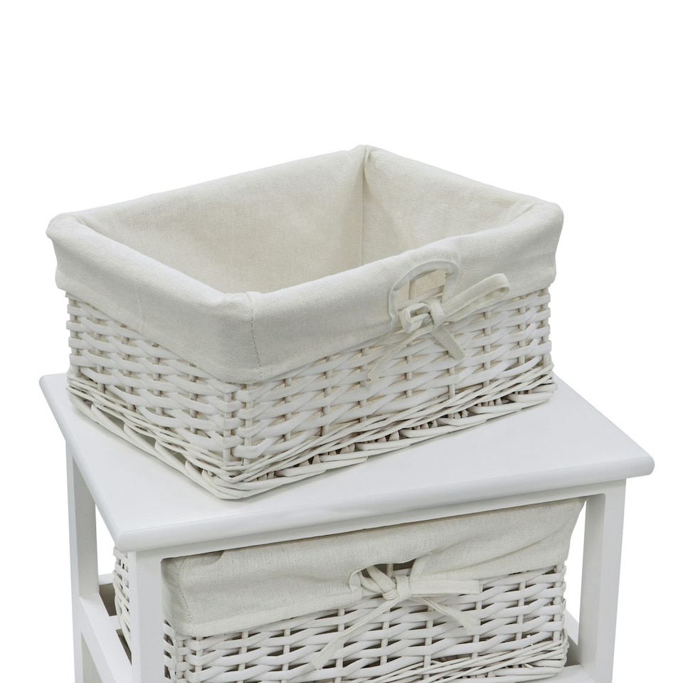 image 1 of JVL Wimborne 3 Drawer Willow Storage Unit - White White