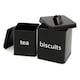 image 2 of 5pc Black Kitchen Canister Set Bread Biscuits Tea Sugar Coffee | Black