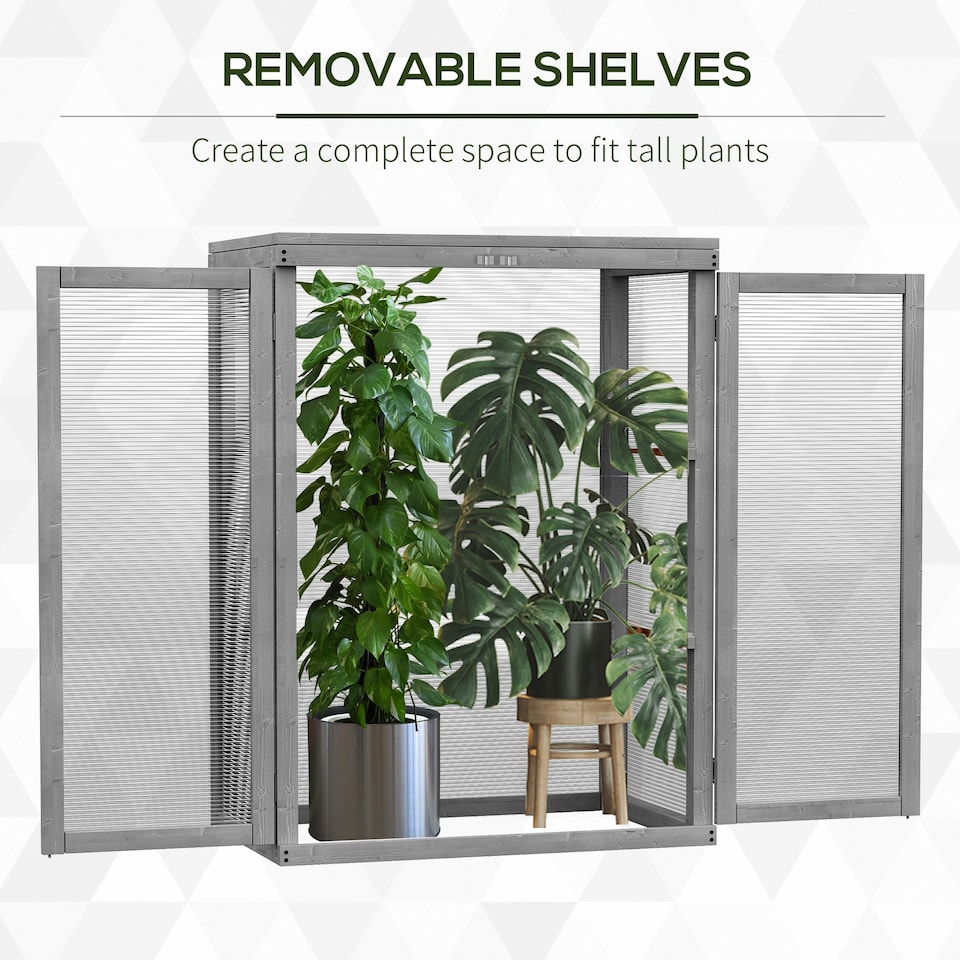 image 1 of Outsunny 3-tier Wood Greenhouse Plant Storage Shelf Garden Cold Frame Grow House