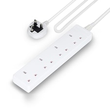 GEEPAS 13A 4 Gang Extension Lead 5m Cable, White