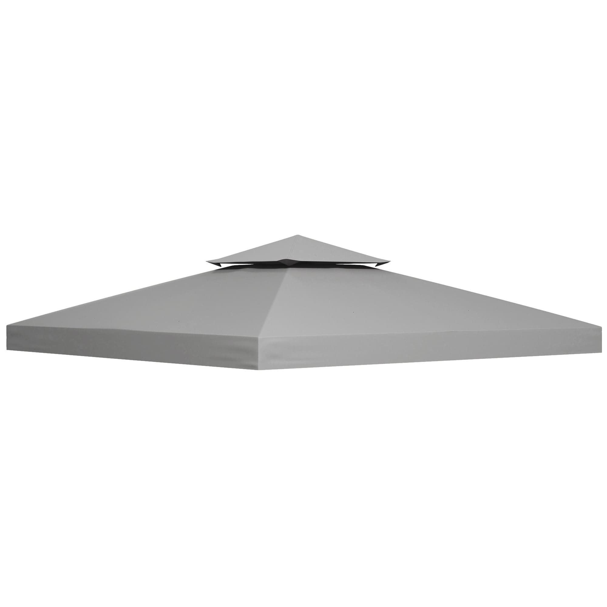 Outsunny 3(m) 2 Tier Garden Gazebo Top Cover Replacement Canopy Roof Light Grey | Grey