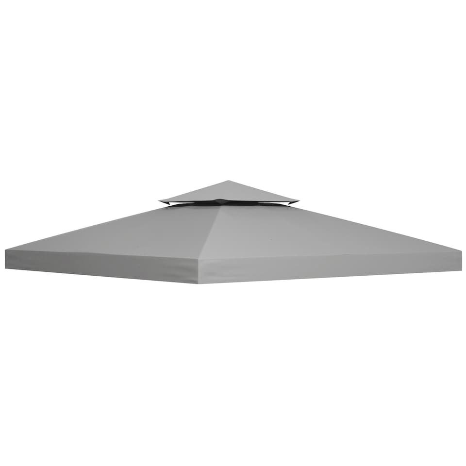 image 1 of Outsunny 3 x 3m Gazebo Canopy Roof Replacement Top Cover Spare Part Light Grey Top Cover Only
