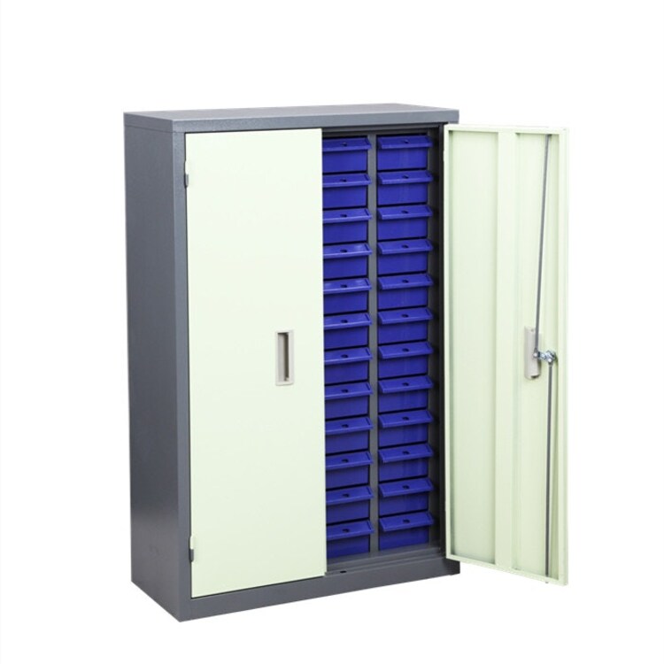Blue 48 Drawers Parts Cabinet Storage Unit With Metal Door And Lock