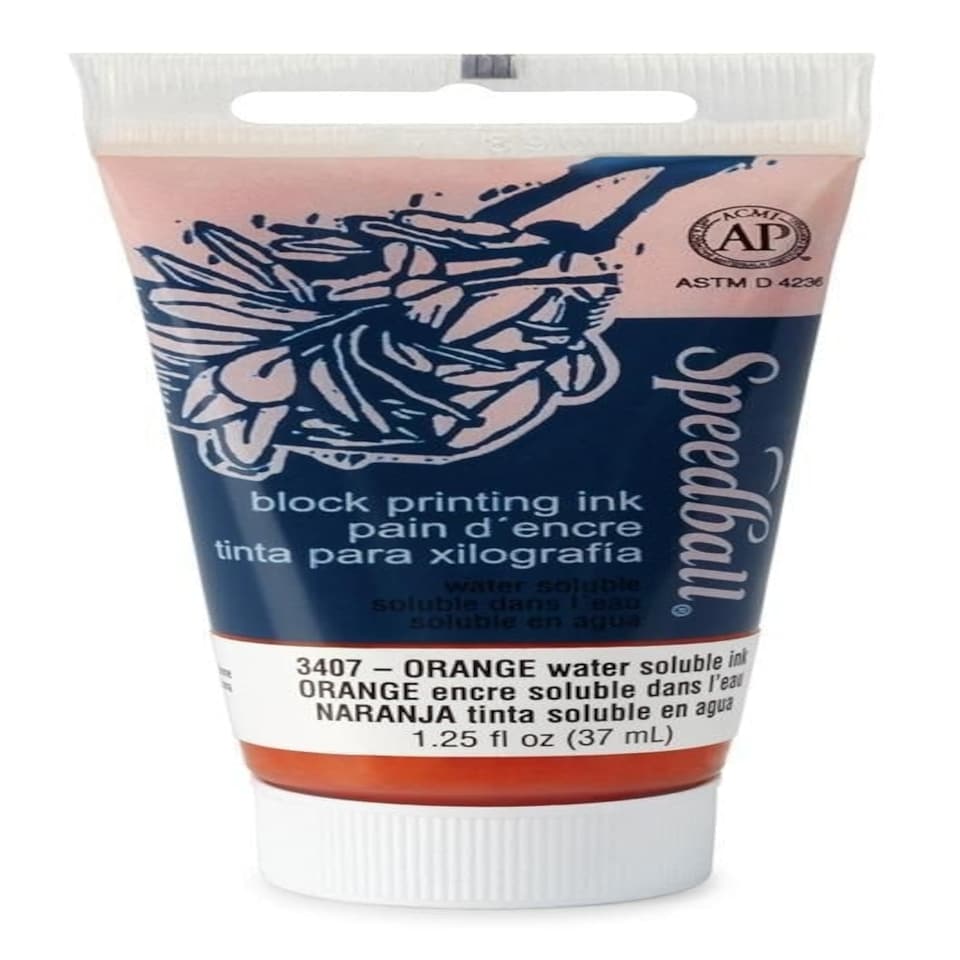 37cc (1.25oz.) Water-Soluble Block Ink Orange Orange