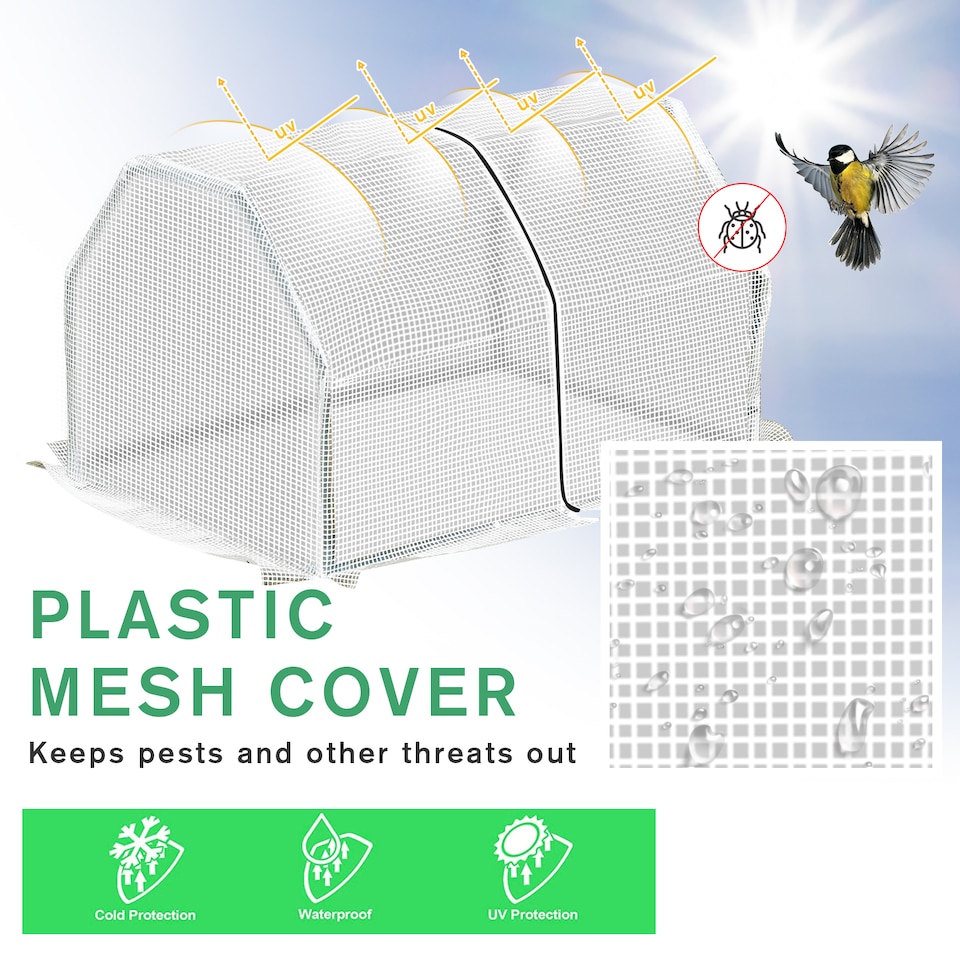 image 1 of Outsunny Mini Greenhouse Grow House Steel Frame White 99 x 71 x 60cm