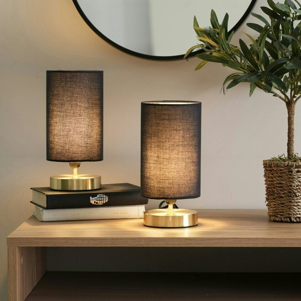 image 1 of ValueLights Francis Gold Touch Table Lamps Navy Shade Gold