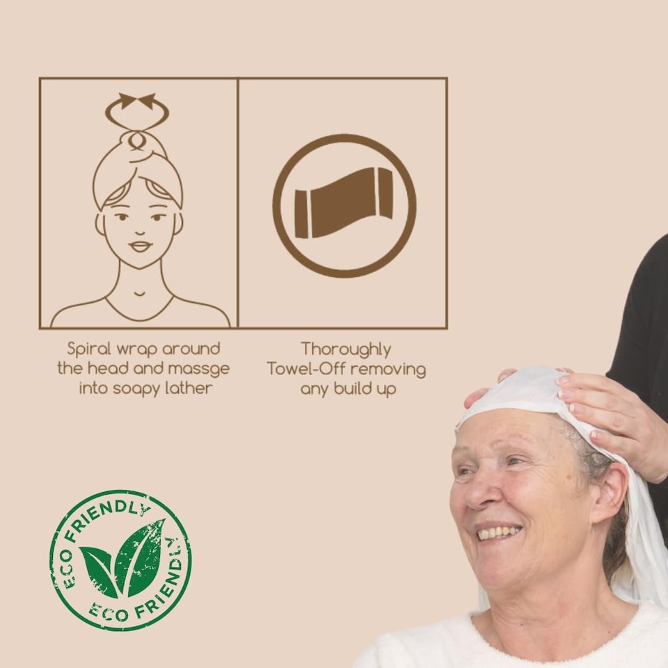 image 1 of Nilaqua No Rinse Shampoo Wrap the World's First Biodegradable Shampoo Cap Biodegradable Bamboo Waterless Hair Wash for Elderly Pleasant Fragrance Fresh Apple & Jasmine + Oatmilk & Honey 3pack