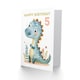 image 2 of Cute Dinosaur Cartoon Drawing Fun Kids Age 5th Birthday Card