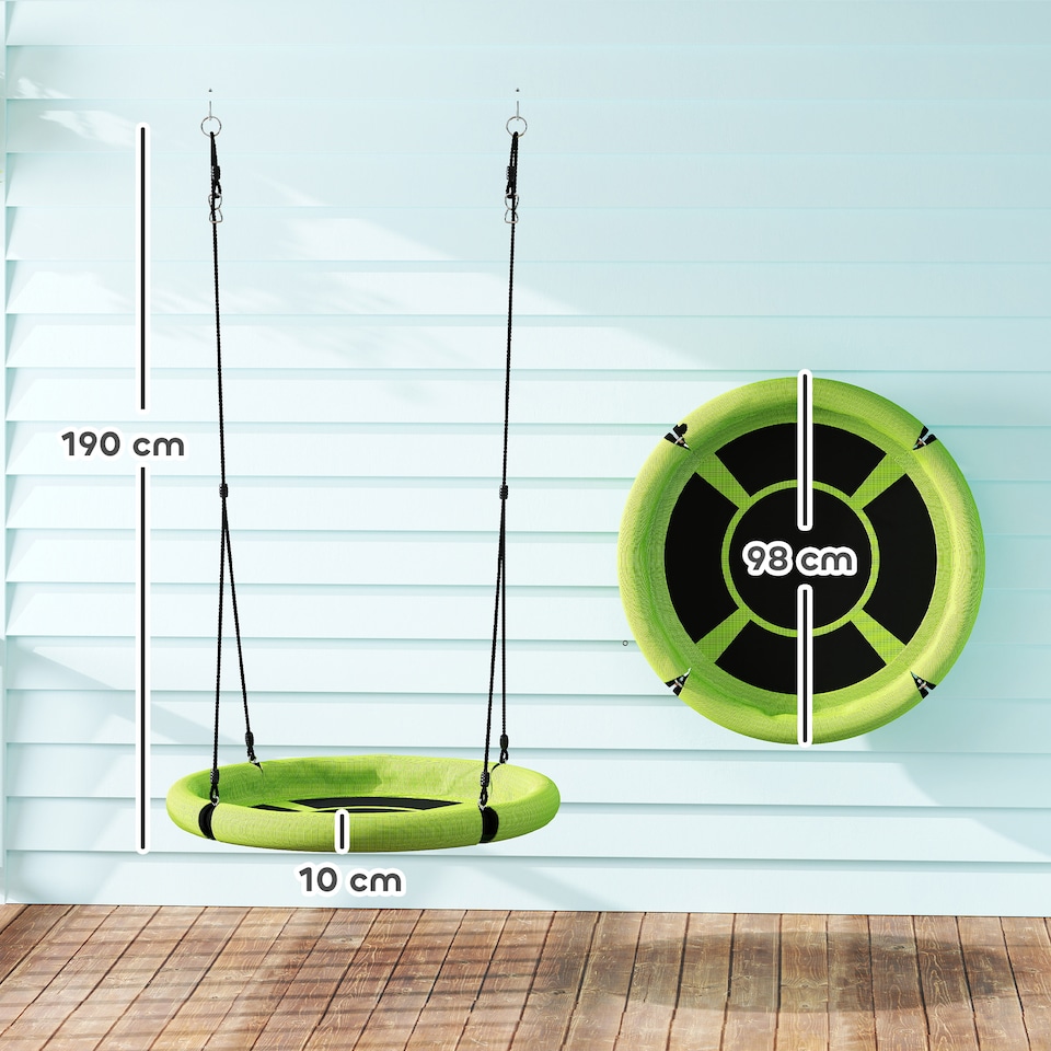 image 1 of AIYAPLAY Nest Swing Set, 100cm Saucer Tree Swing Set for Kids, Green