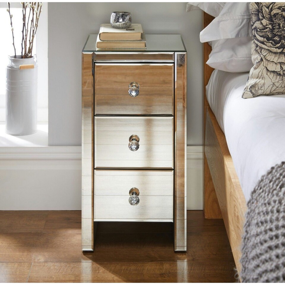 image 1 of Furniturebox Murano Mirrored Bedside Table