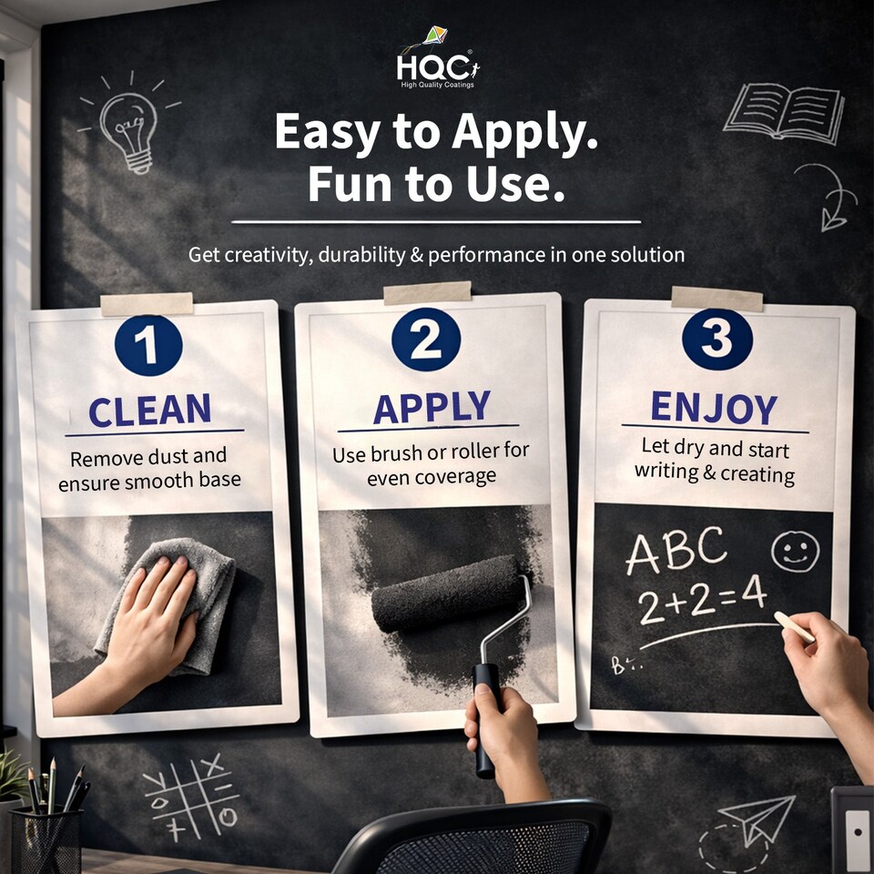 image 1 of HQC Blackboard & Chalkboard Paint - Easy Clean, Writable & Erasable Surface - Ivory - 2.5L