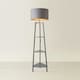 image 3 of ValueLights Grey Wooden 3 Tier Floor Standard Lamp with Storage Shelves- Grey/Copper Shade + LED Bulb | Grey