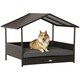 image 1 of PawHut Wicker Dog House, Rattan Pet Bed with Soft Cushion, Cat Basket - Grey