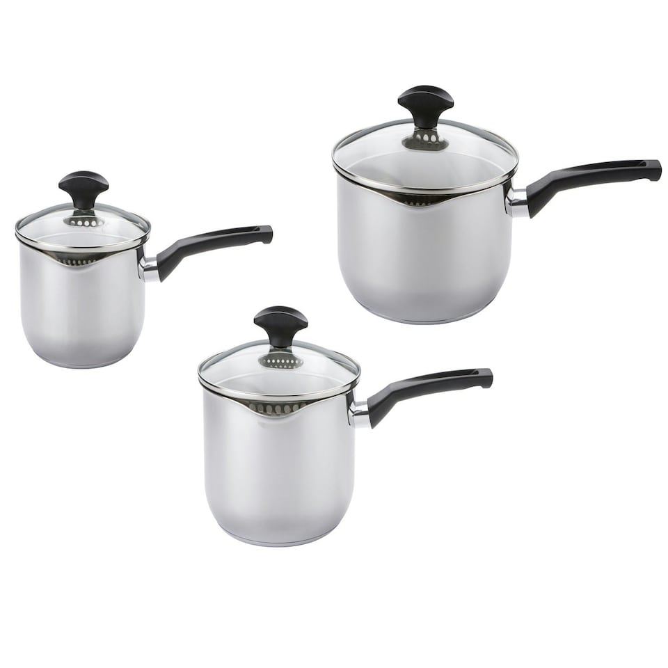 image 1 of Prestige Cook & Strain Saucepan Set, 3pce