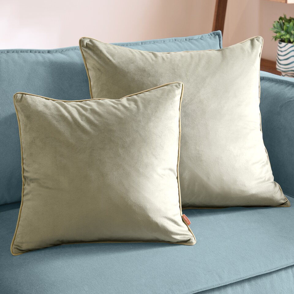image 1 of Furn Meridian Velvet Cushion | Green | Sage/Green