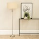 image 2 of ValueLights Maggie Chrome Candlestick Floor Lamp Natural Shade | Cream