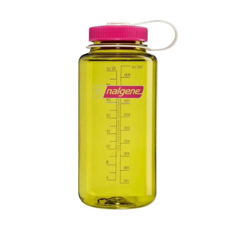 image 1 of Nalgene Wide Mouth 1L Tritan Renew Water Bottle - Endive - Fuchsia Purple Cap