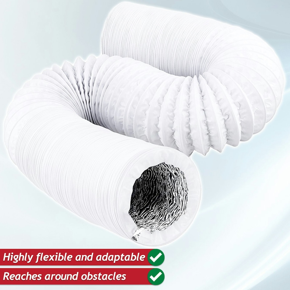 image 1 of SPARES2GO Vent Hose for Zanussi Tumble Dryer PVC Aluminium Foil Insulated Duct Outlet Pipe (4" x 2.5m)