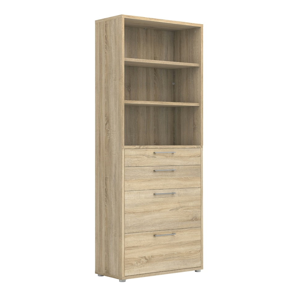 image 1 of Prima Bookcase 2 Shelves With 2 Drawers 2 File Drawers In Oak