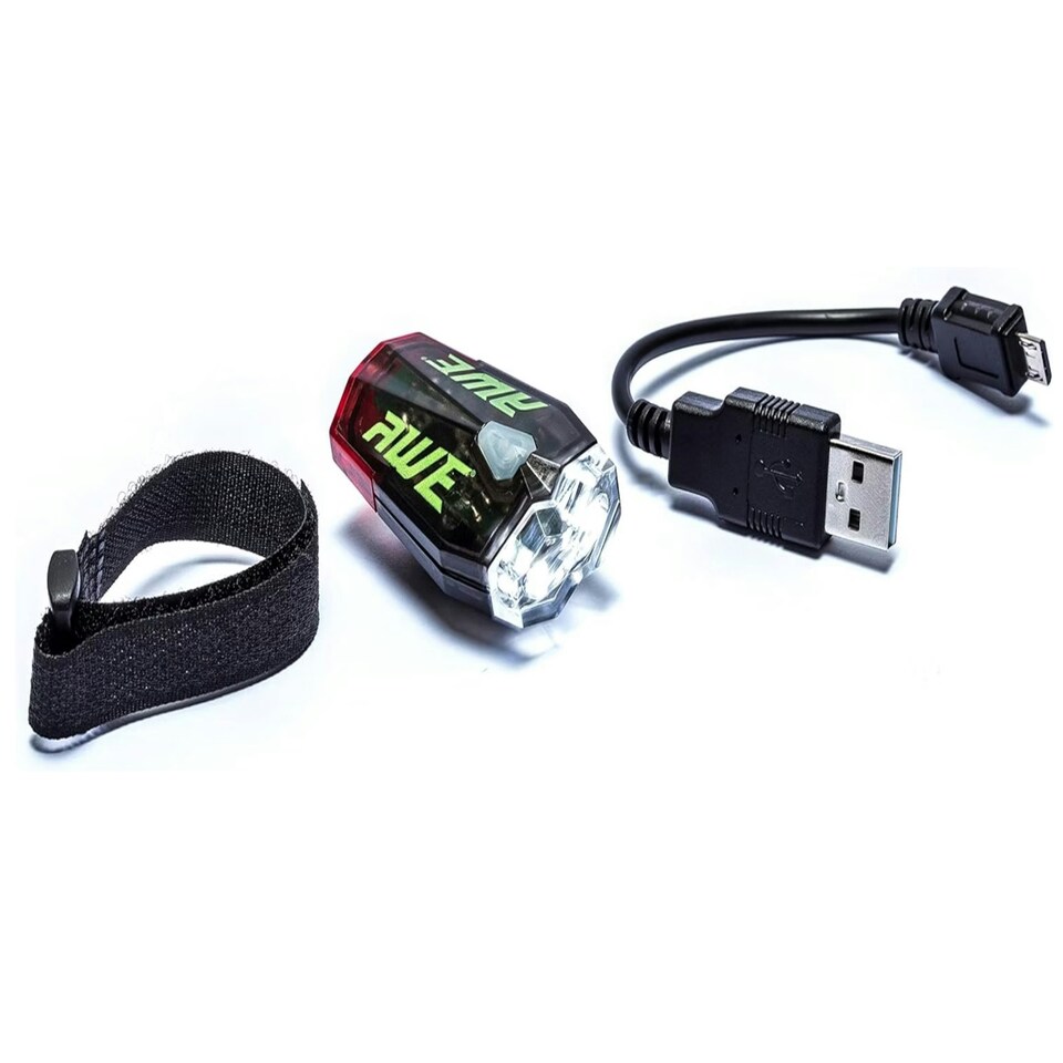 image 1 of AWE Helmet Light 40 Lumens Front/Rear Rechargeable USB 360 Degrees LED Bike