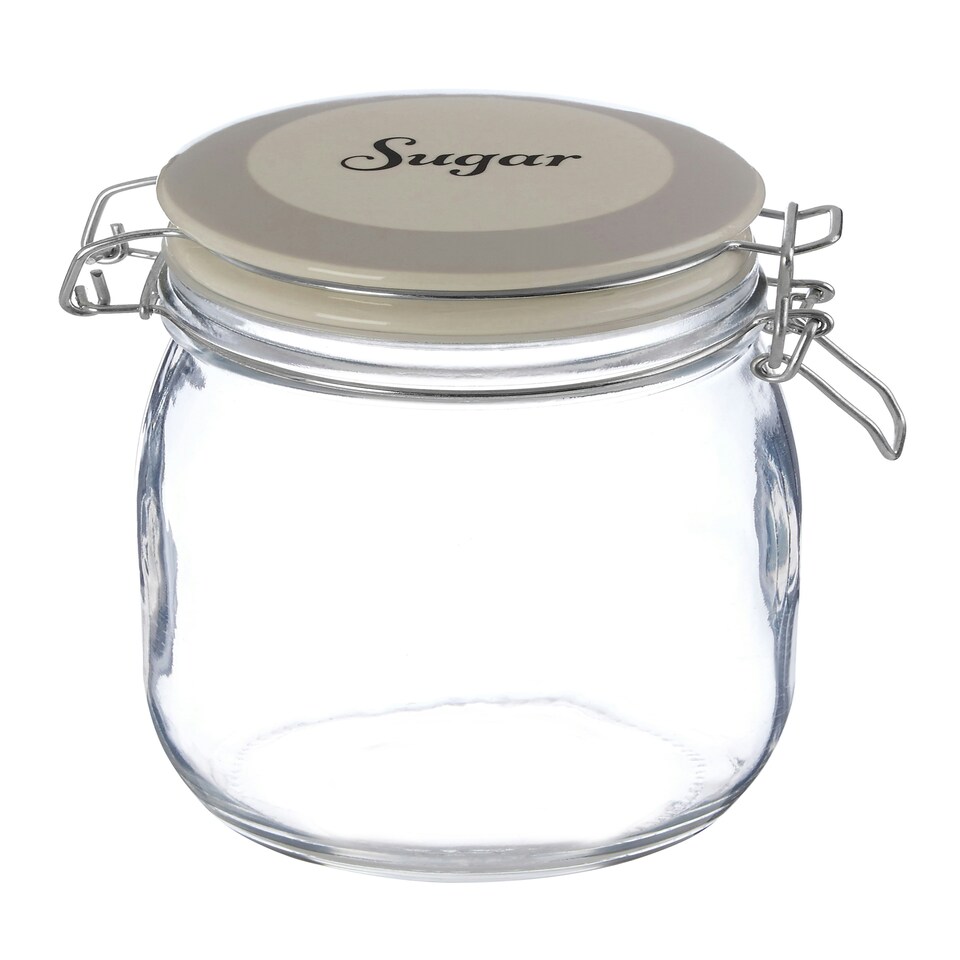 image 1 of Interiors By Premier Stylish Sugar Storage Jar, Durable Glass Jar With Lid For Kitchen Counter, Versatile Airtight Storage Jar